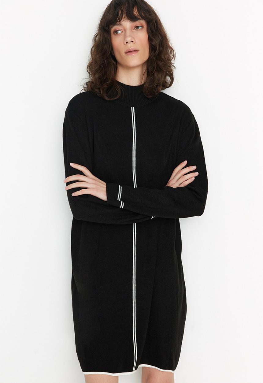 Trendyol - High collar knit dress - black