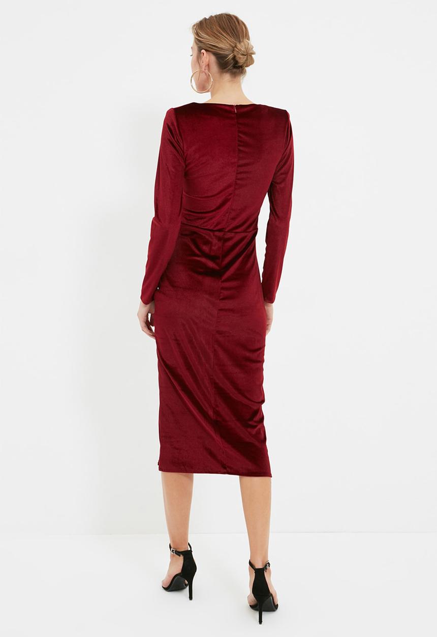 Trendyol - Cut out slim fit dress -burgundy