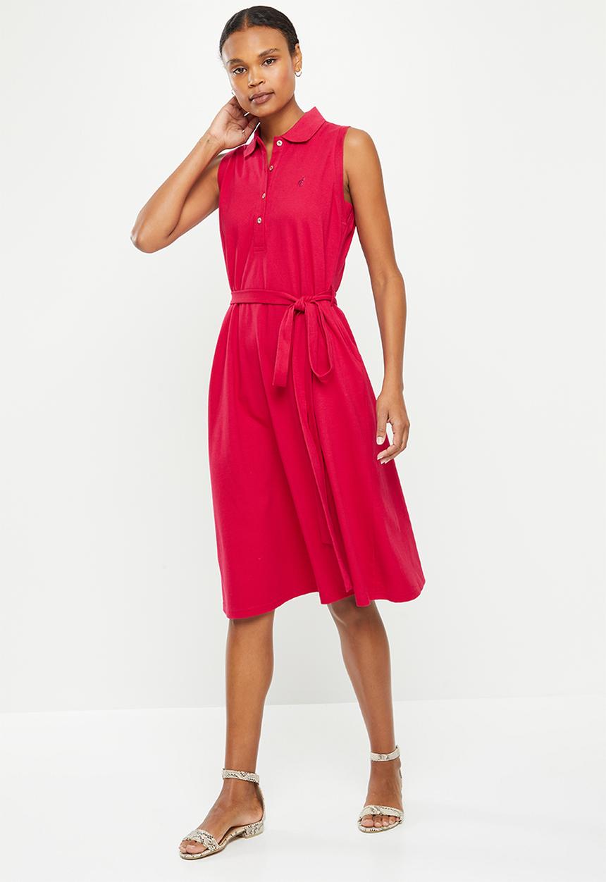 POLO - Bianca sleeveless long line golfer dress - red