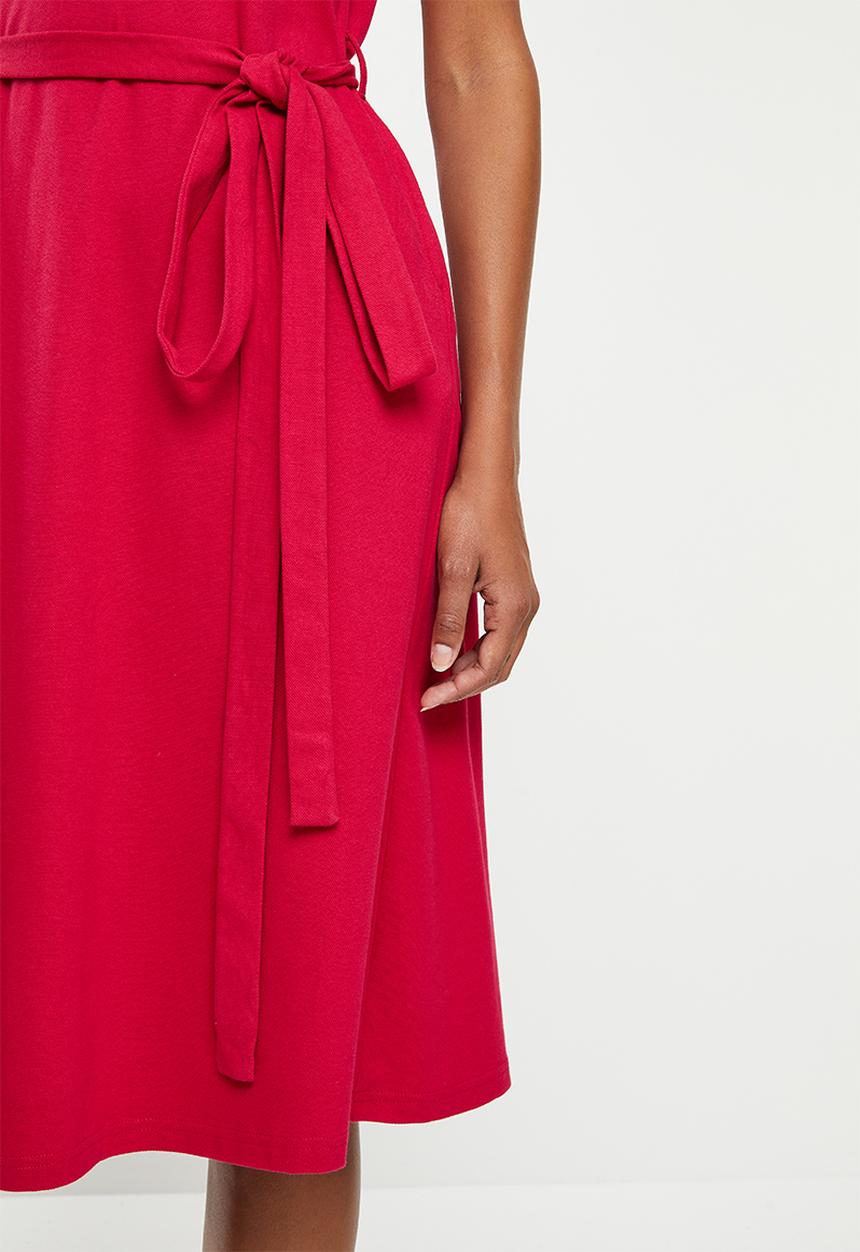 POLO - Bianca sleeveless long line golfer dress - red