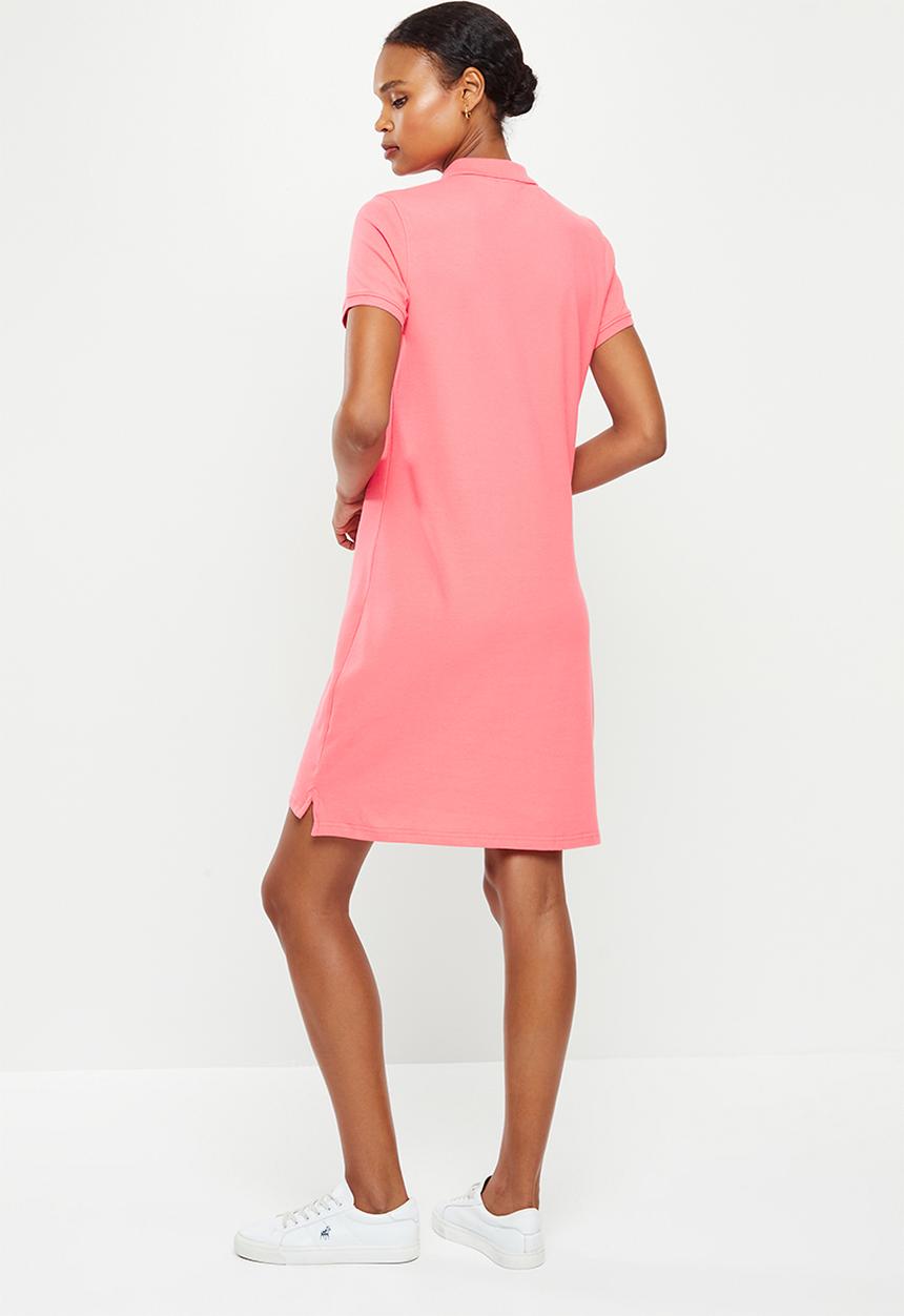 POLO - Kathy short sleeve basic golfer dress - coral