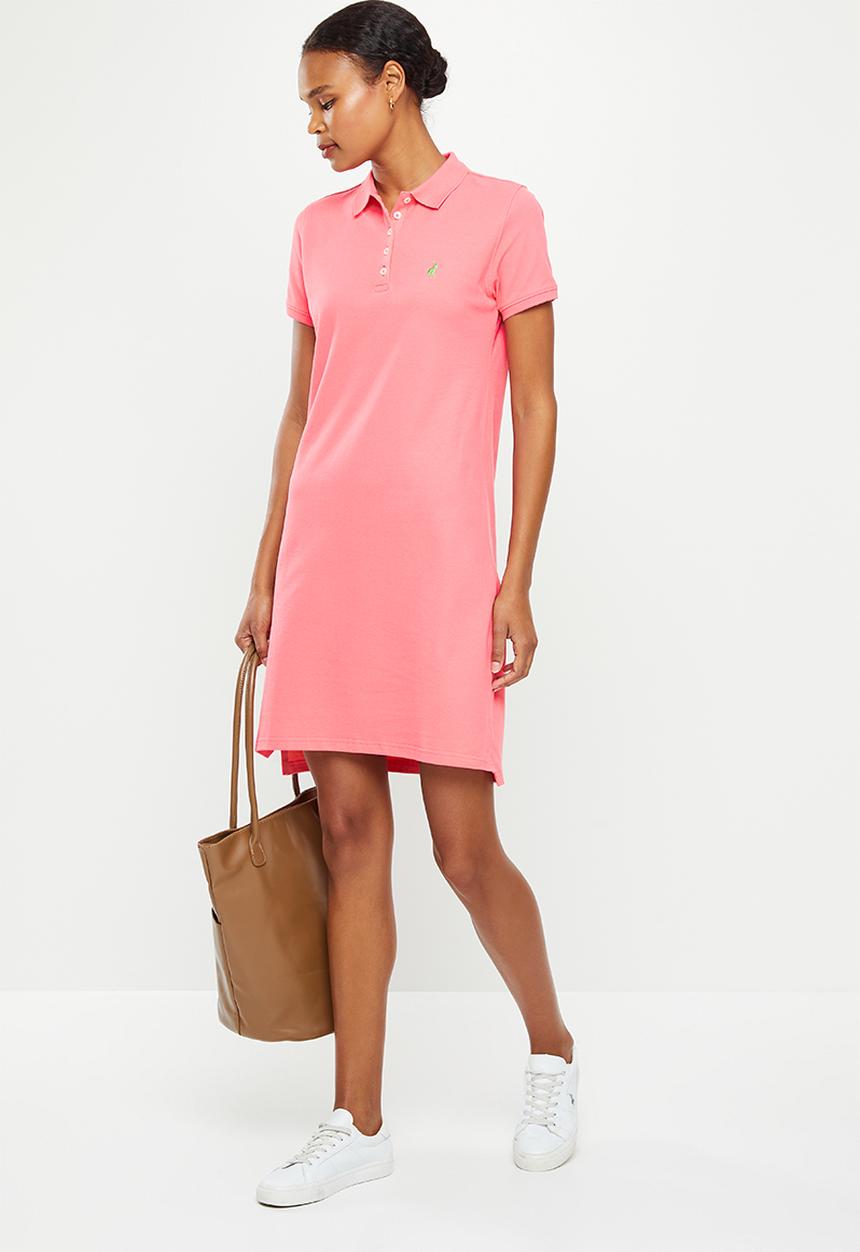 POLO - Kathy short sleeve basic golfer dress - coral