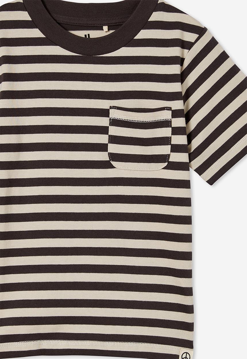 Cotton On - Unisex organic jersey tee - phantom/rainy day stripe