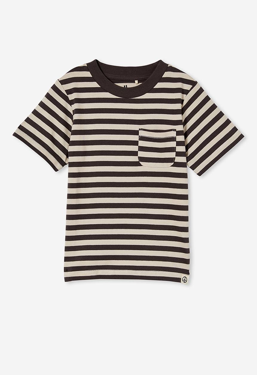Cotton On - Unisex organic jersey tee - phantom/rainy day stripe