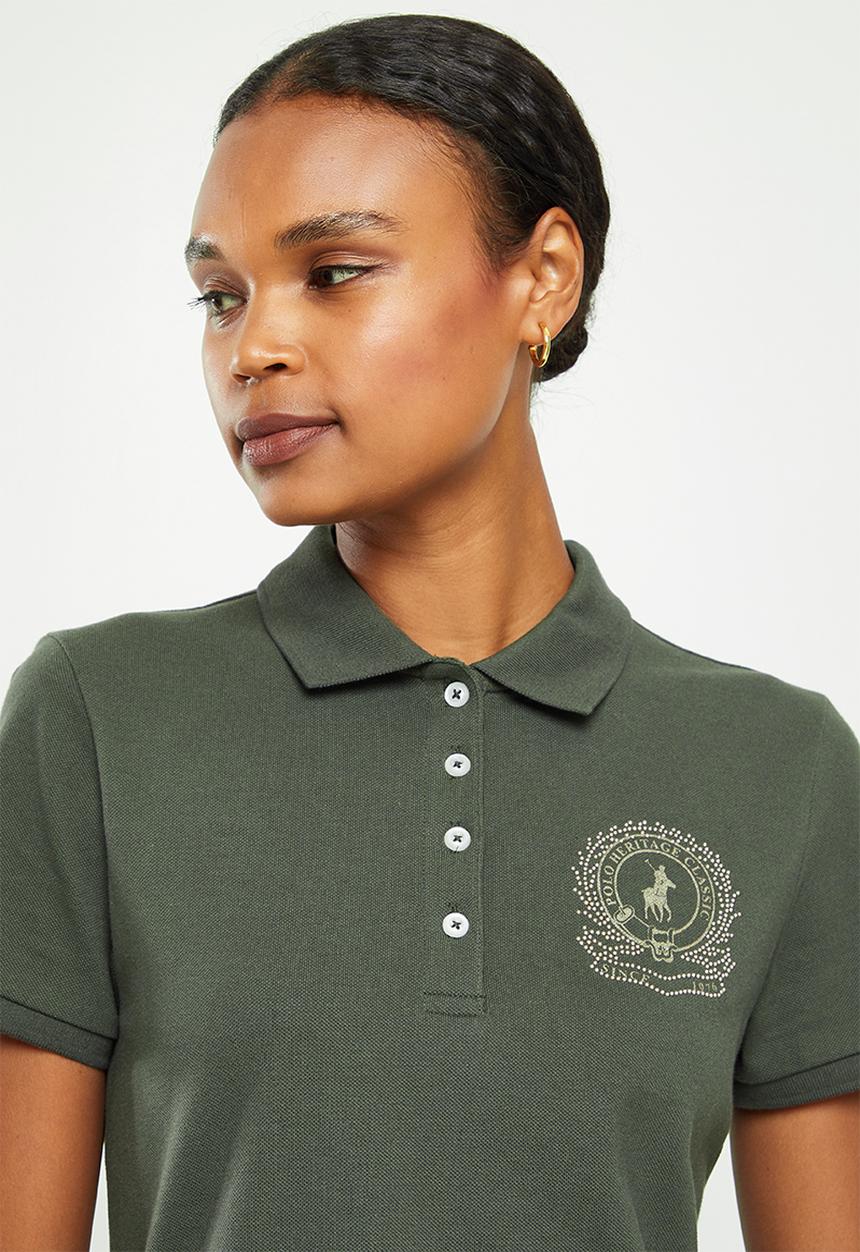 POLO - Mya short sleeve nailhead crest golfer - olive