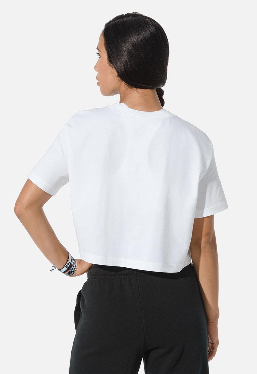 Nike - W nike sports wear tee essential crop icon ftr - white & black