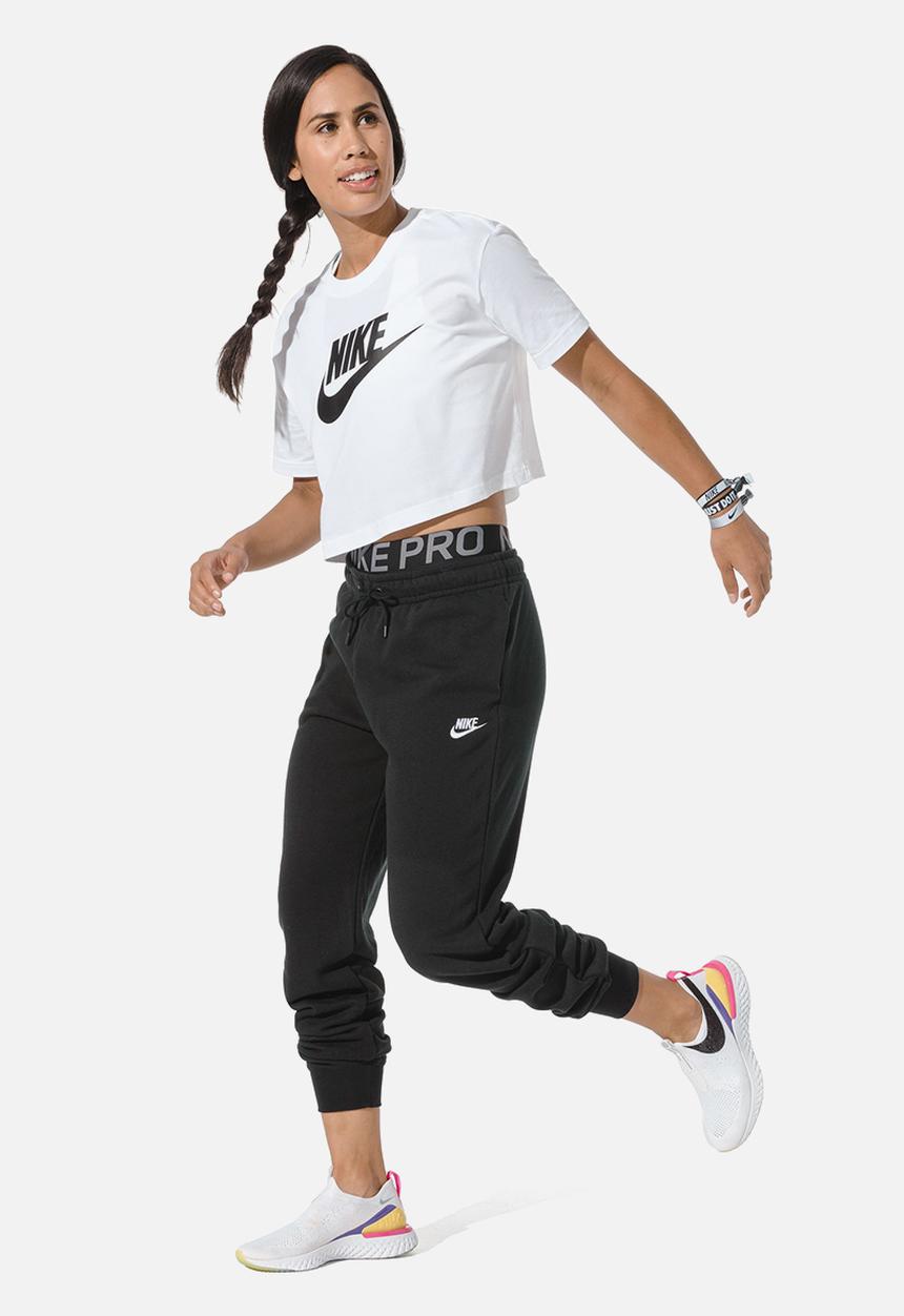 Nike - W nike sports wear tee essential crop icon ftr - white & black