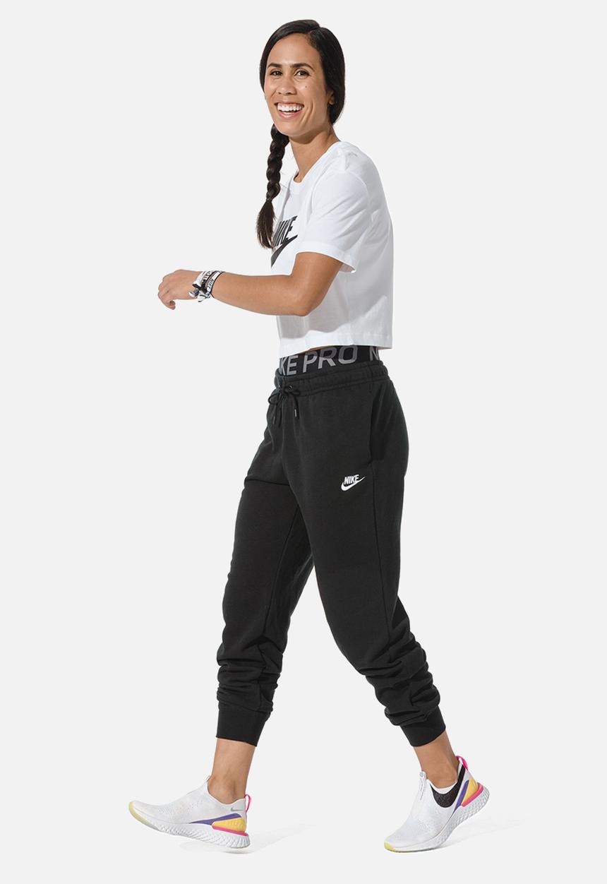 Nike - W nike sports wear tee essential crop icon ftr - white & black