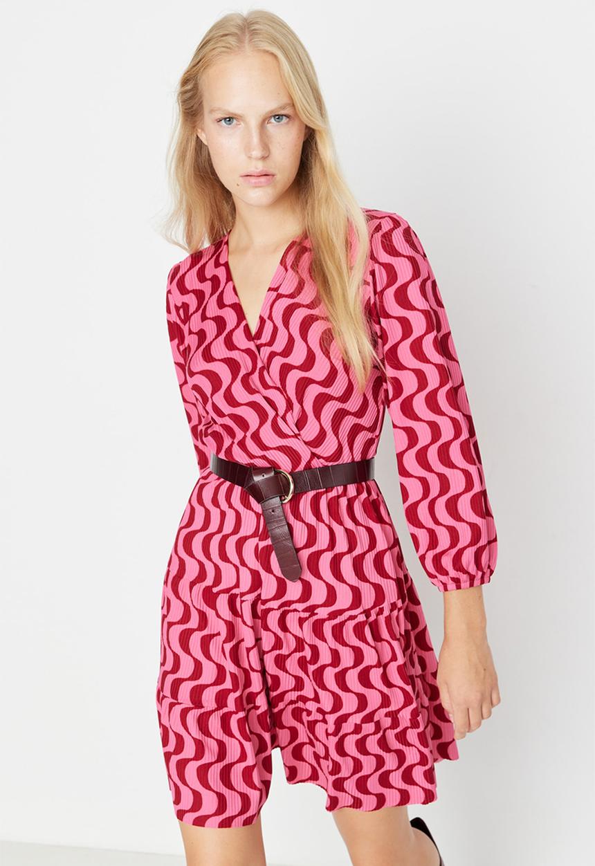 Trendyol - Print wrap dress - plum