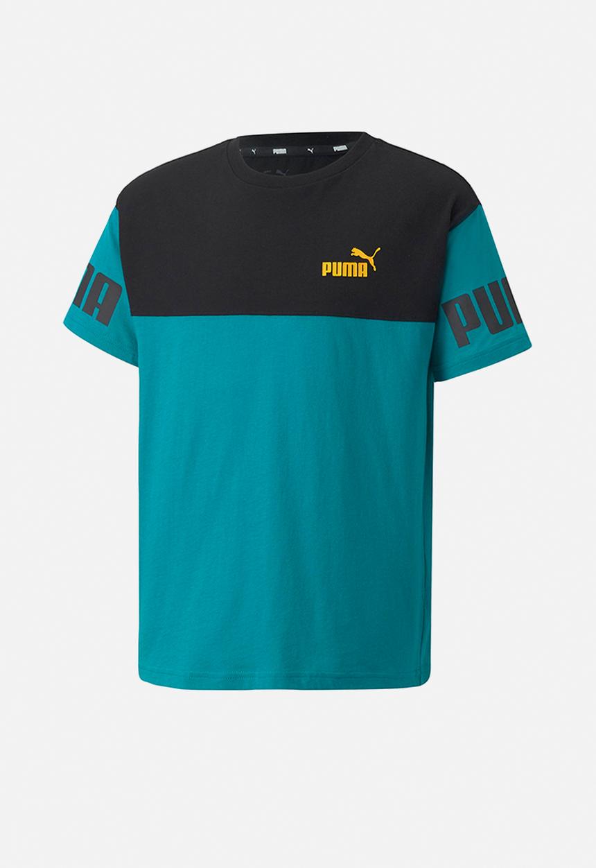 PUMA - Puma power colorblock tee b - deep aqua