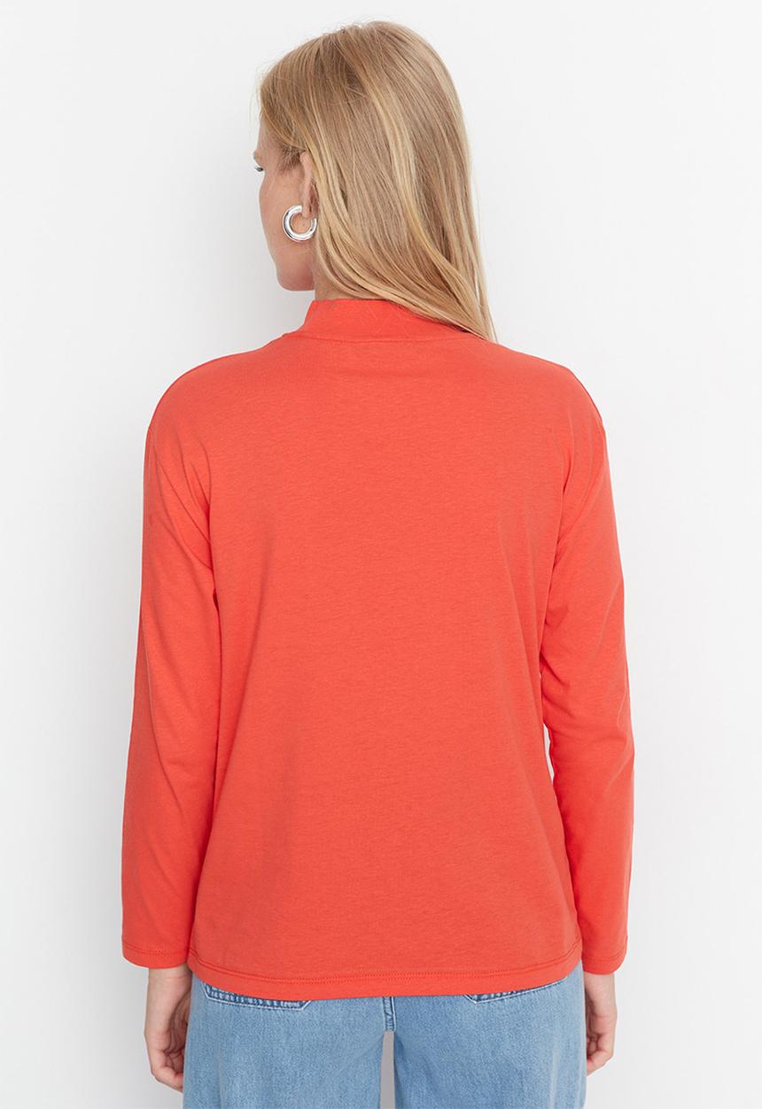 Trendyol - Fitted long sleeve basic top - orange