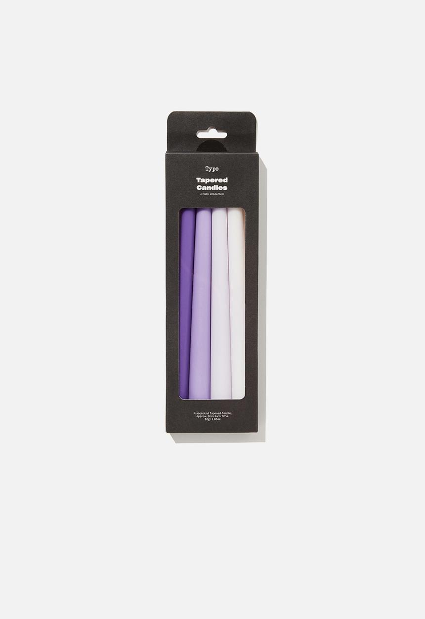 Typo - 4 Pack tapered candles - iris purple