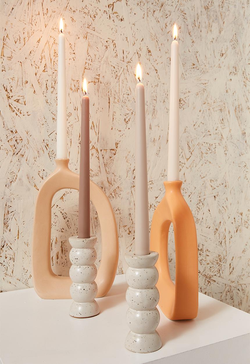 Typo - 4 Pack tapered candles - taupe