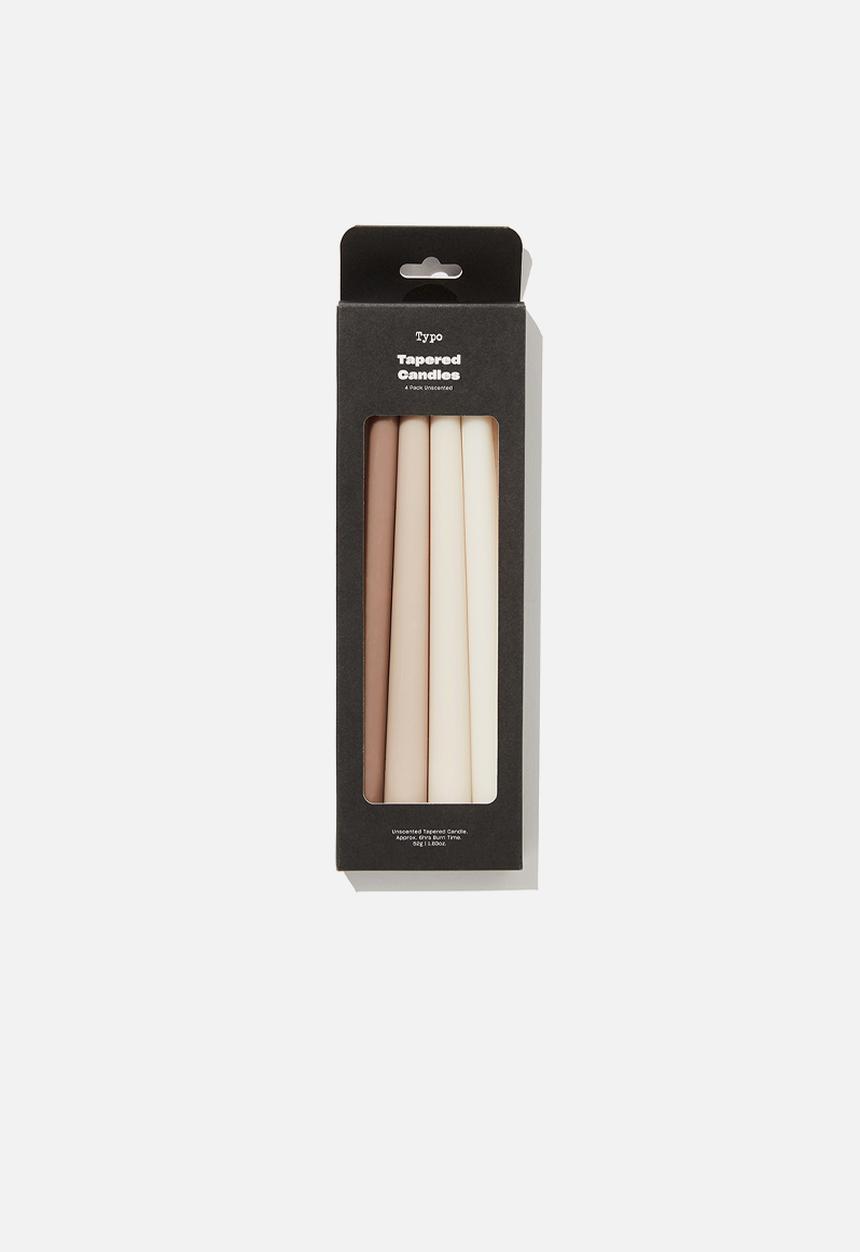 Typo - 4 Pack tapered candles - taupe