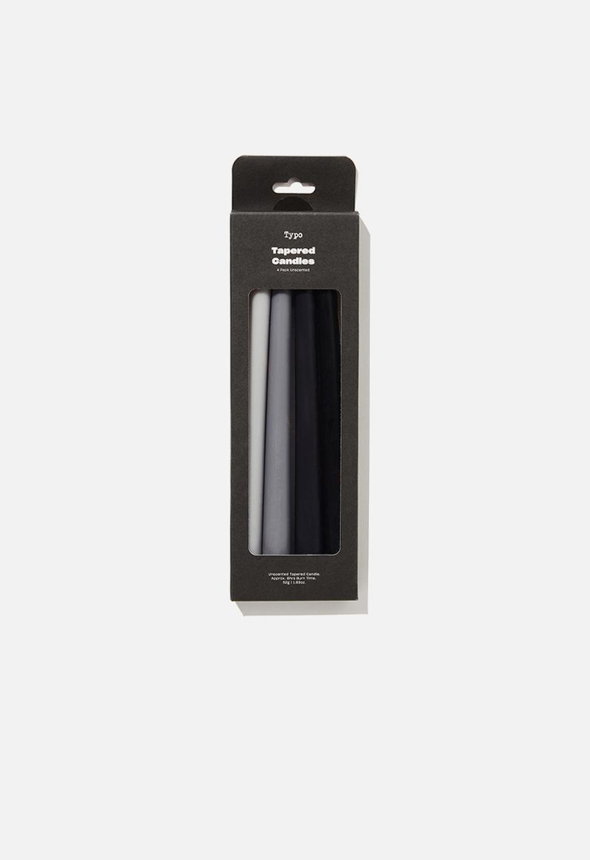 Typo - 4 Pack tapered candles - black