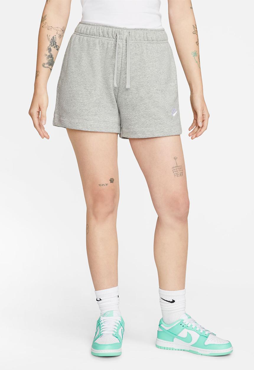 Nike - W nsw club flc mr short - dk grey heather & white