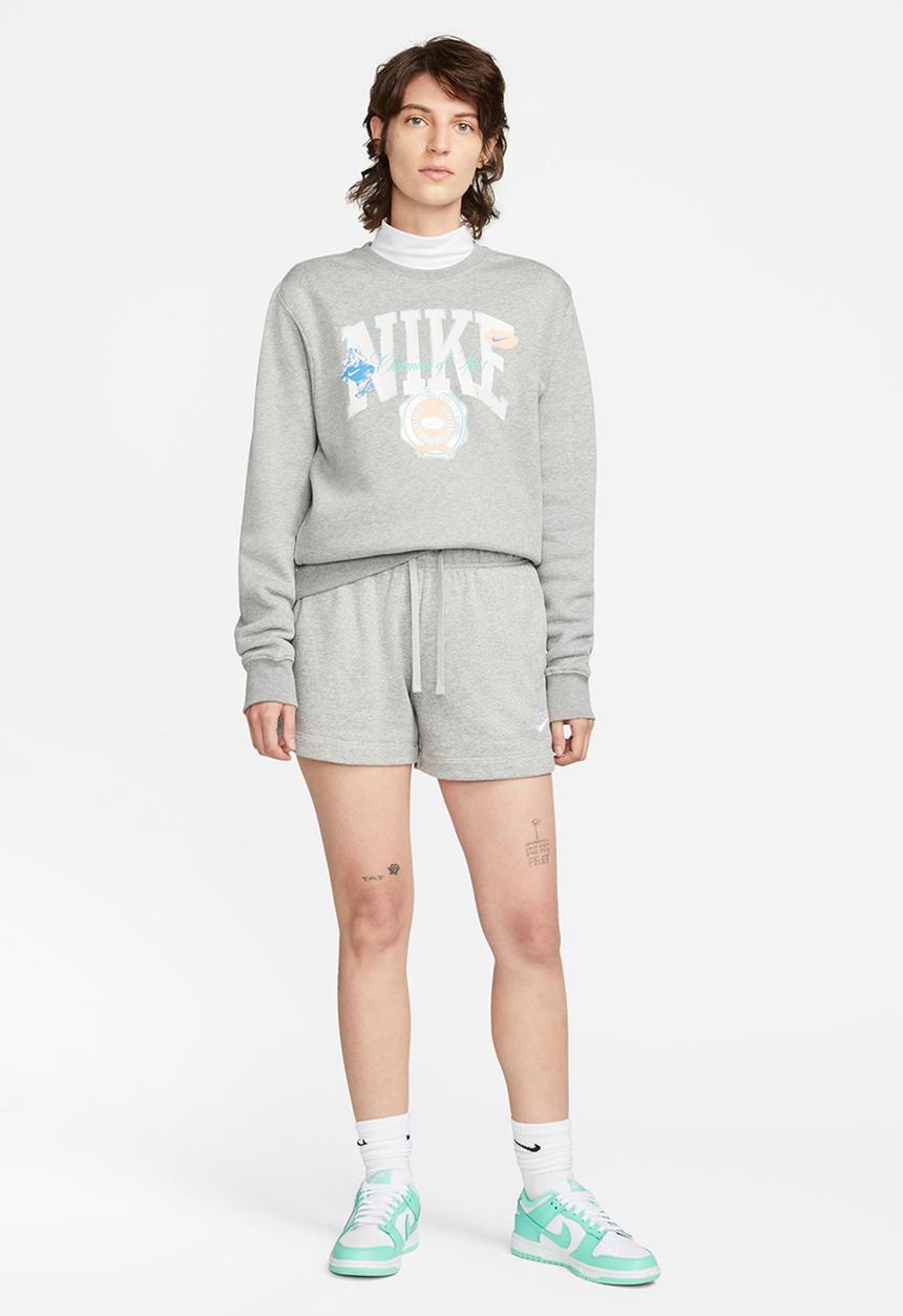 Nike - W nsw club flc mr short - dk grey heather & white