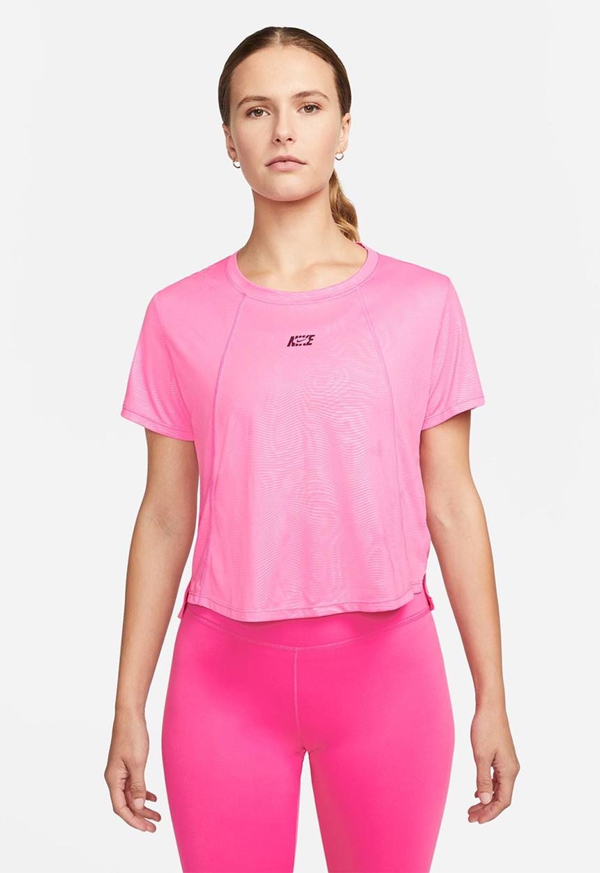 Nike - W nk df ic one ss top ce aop - pinksicle & burgundy crush