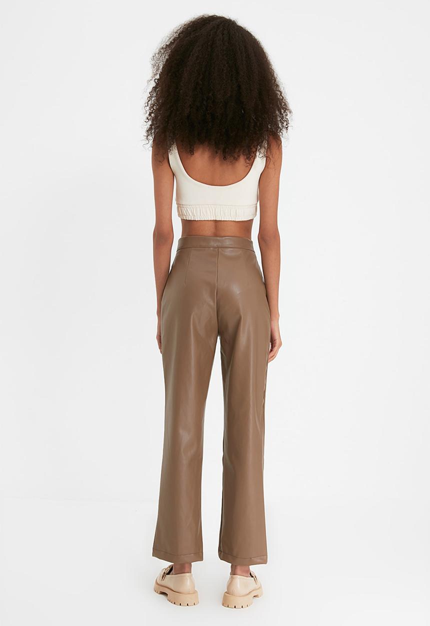 Trendyol - High waist straight cut trousers - mink