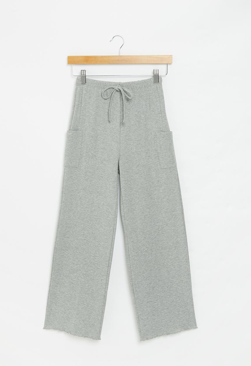 Superbalist - Wide leg rib pant - grey melange