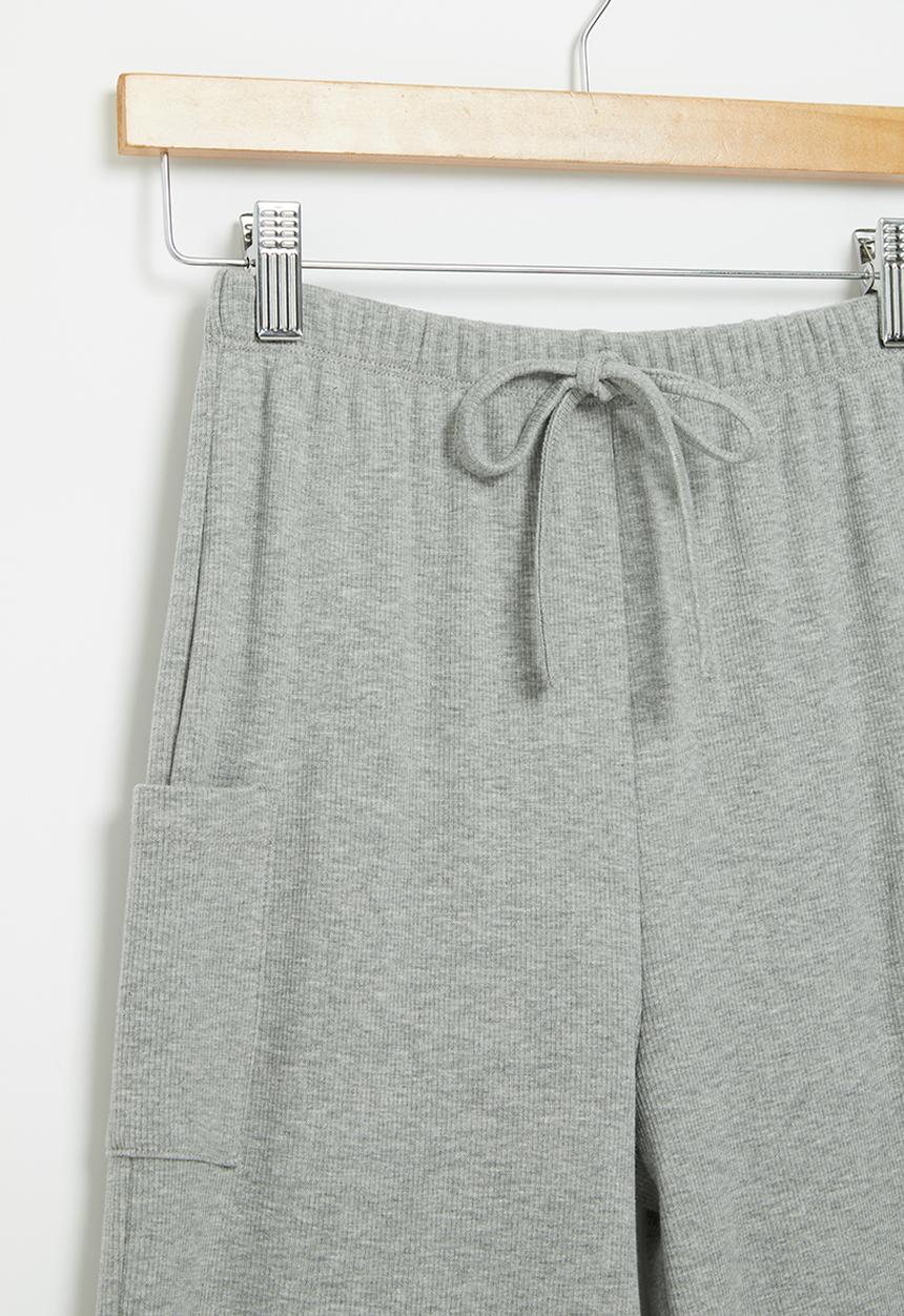 Superbalist - Wide leg rib pant - grey melange