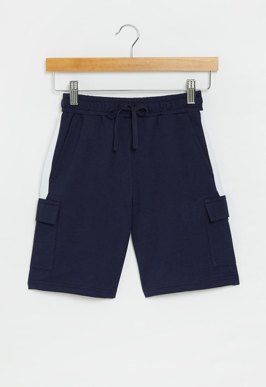 Superbalist - Fleece cargo shorts - navy & white insets 