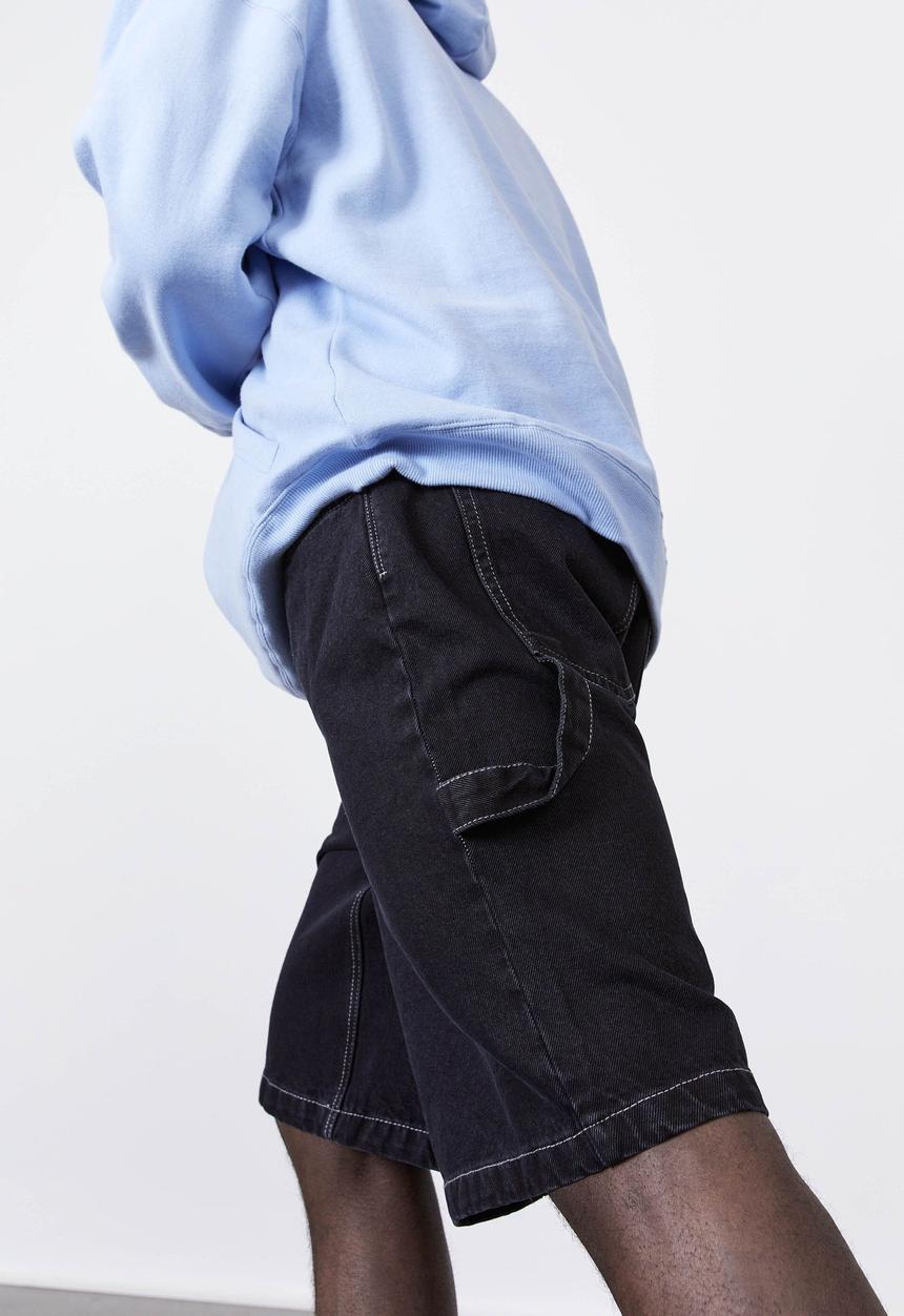 Factorie - Baggy denim short - black