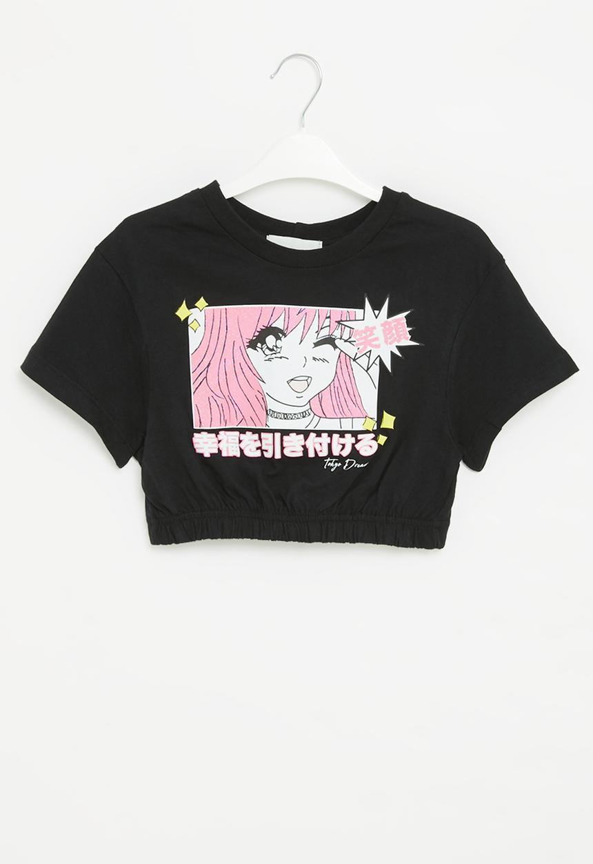 Superbalist - Crop top with elasticated hem - black