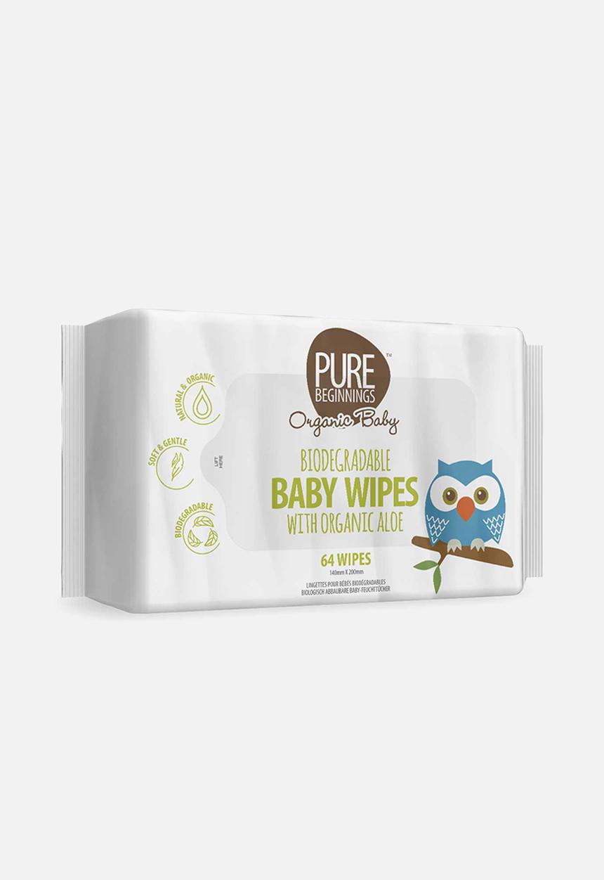 pure beginnings - Biodegradable baby wipes with organic aloe - 64pack