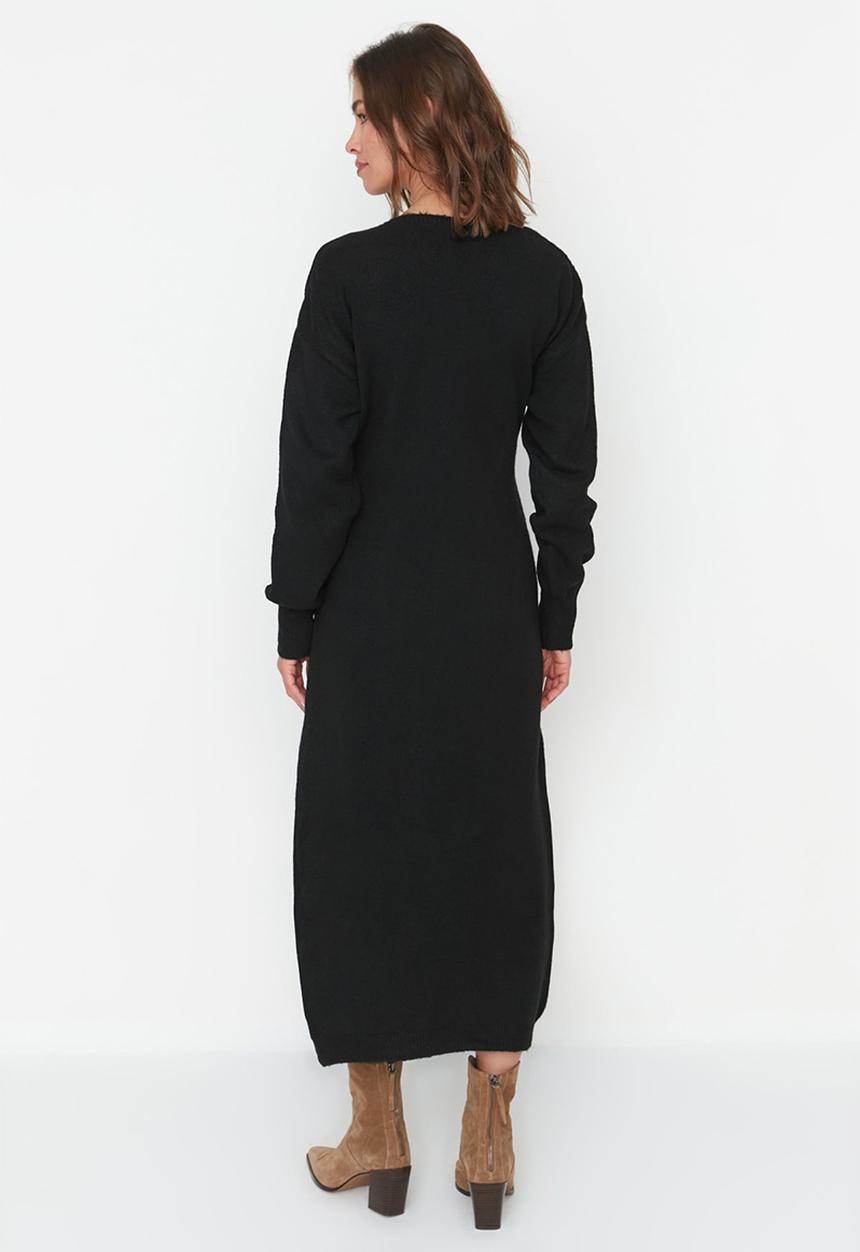 Trendyol - Wrap maxi knit dress - black