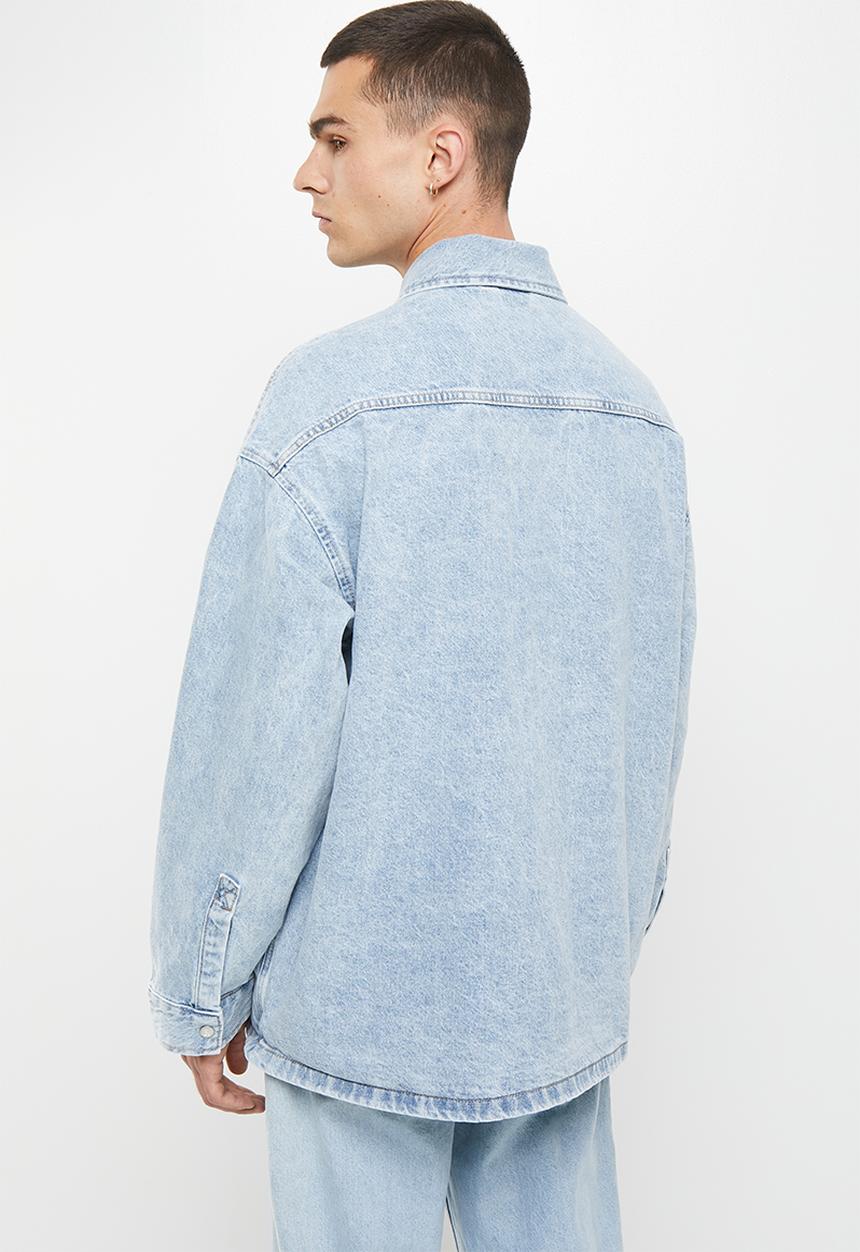 Calvin Klein - Oversized utility shirt jacket - light blue