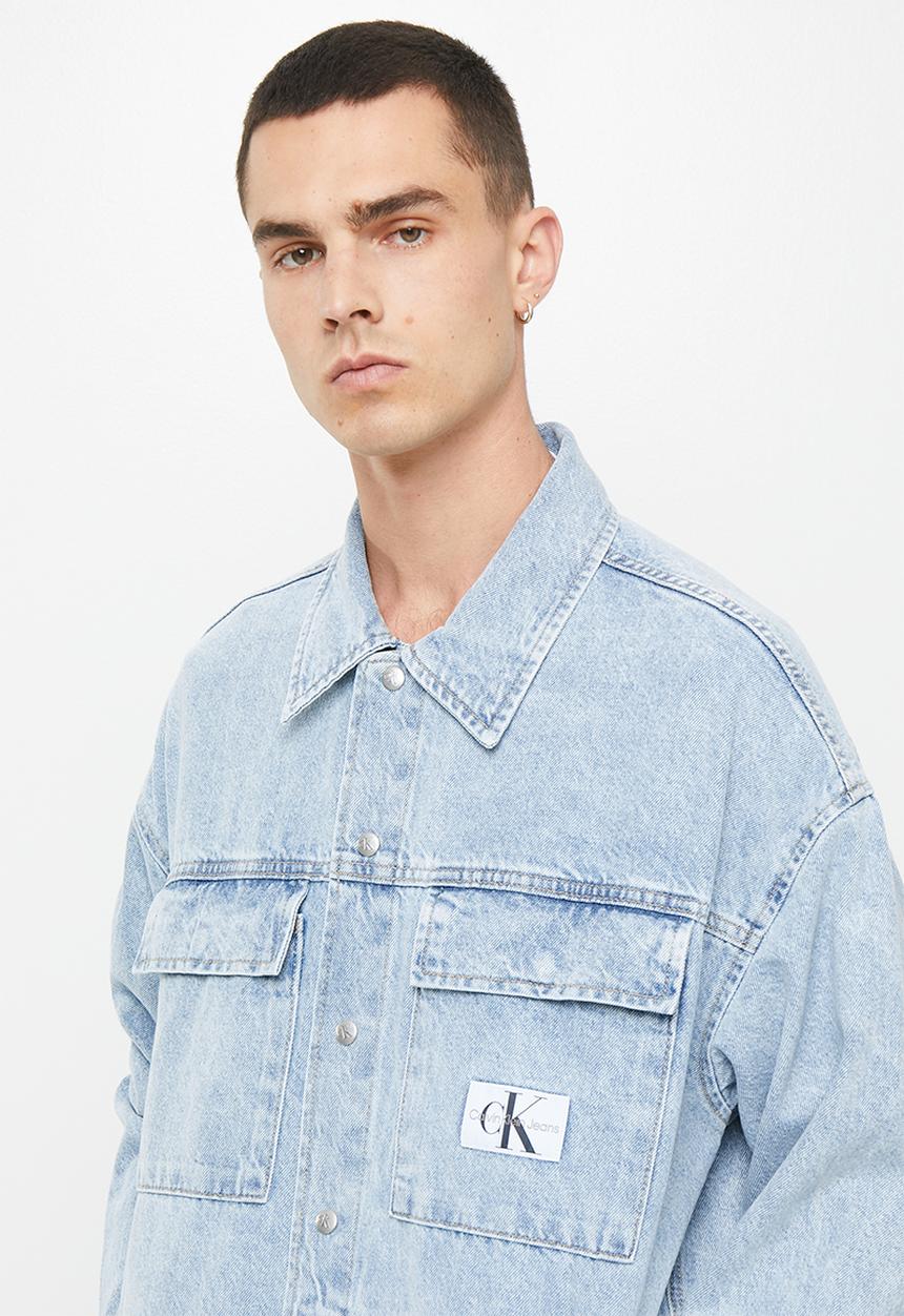 Calvin Klein - Oversized utility shirt jacket - light blue