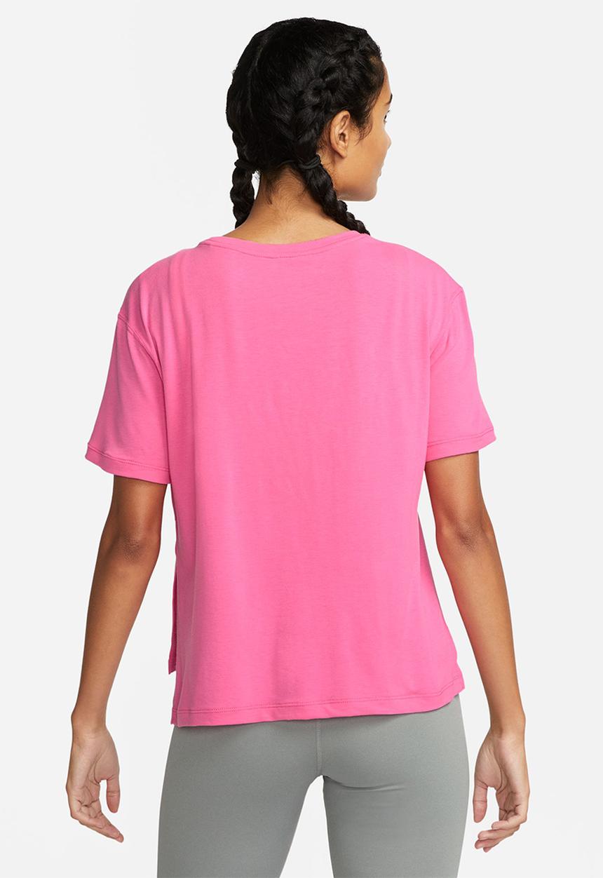 Nike - W ny df short sleeve top - pinksicle & particle grey