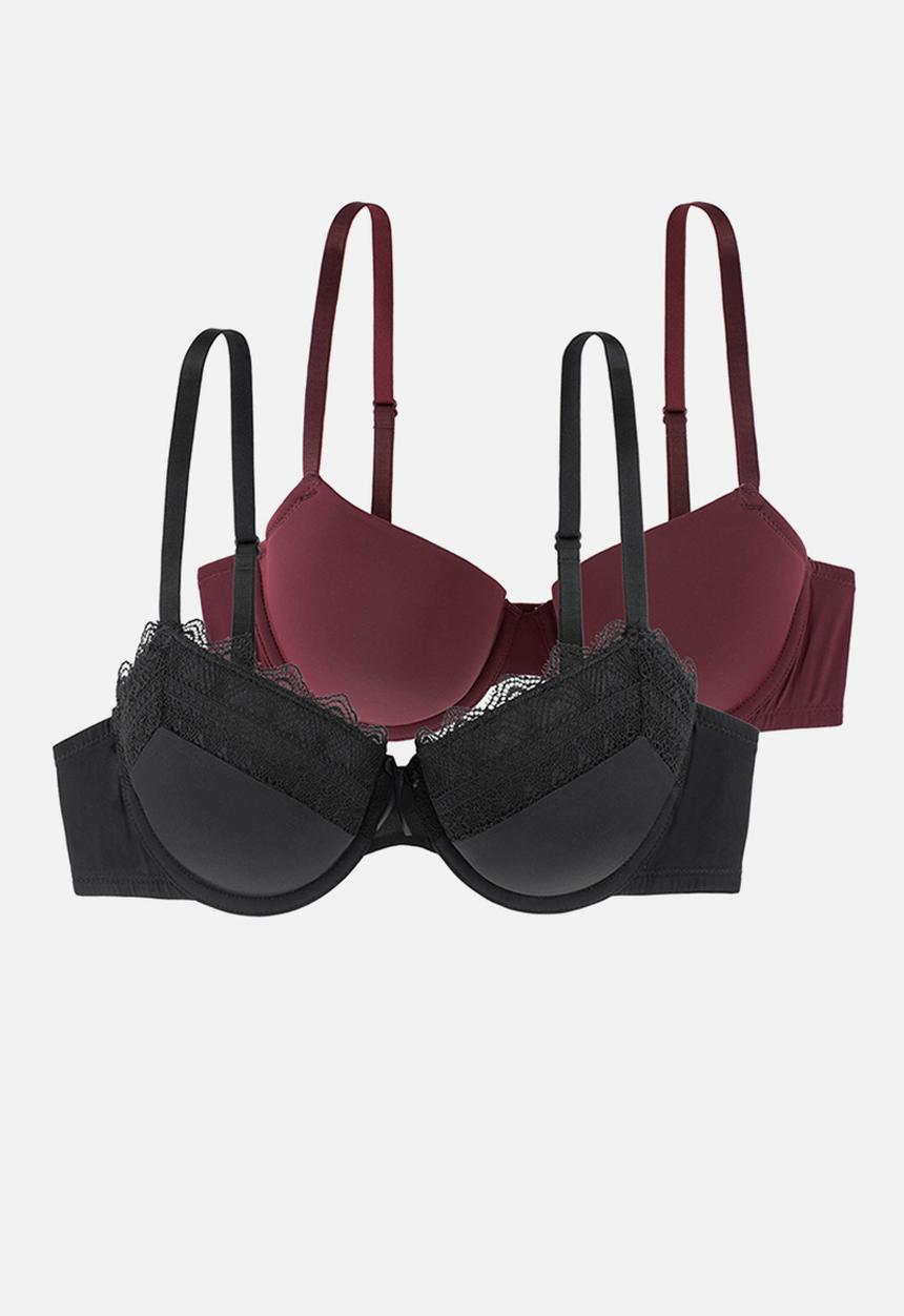 DORINA - Makayla 2-Pack light padded demi - black & red