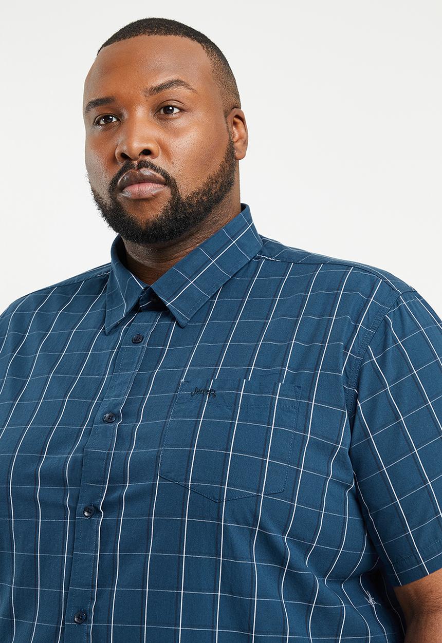 JEEP - Plus short sleeve yarn dyed check - navy