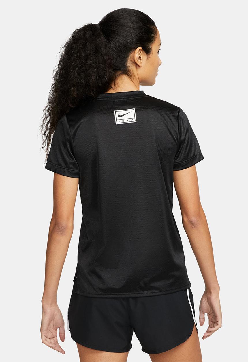 Nike - W nk df swoosh run ss top - black & white