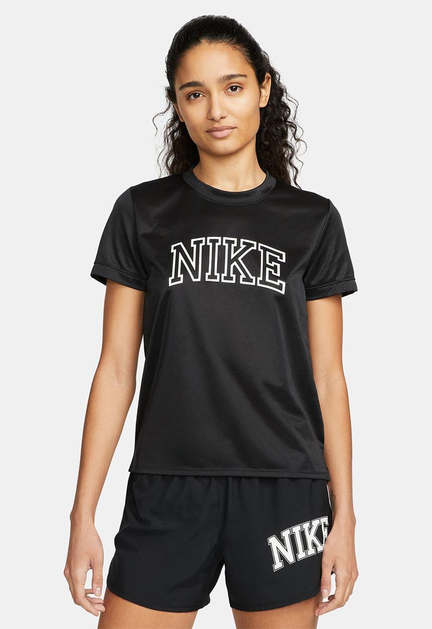 Nike - W nk df swoosh run ss top - black & white