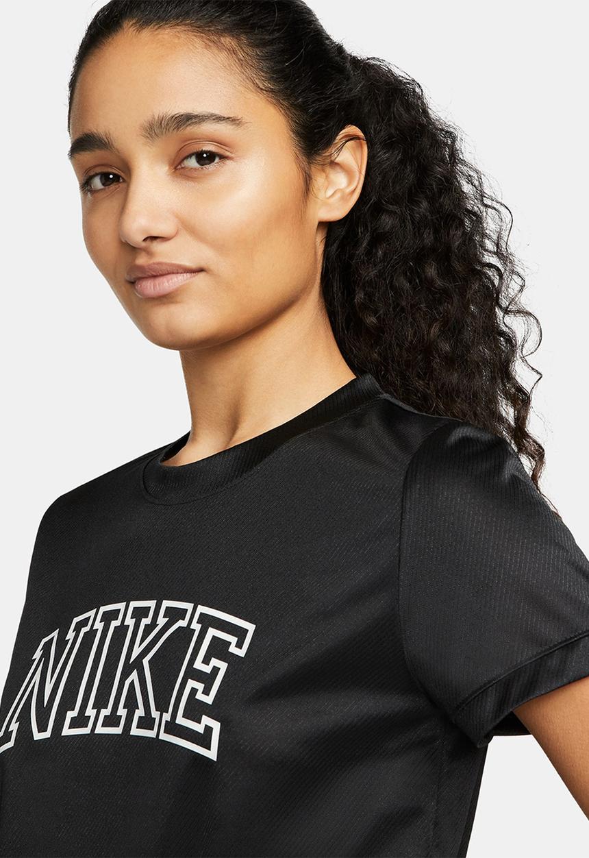 Nike - W nk df swoosh run ss top - black & white