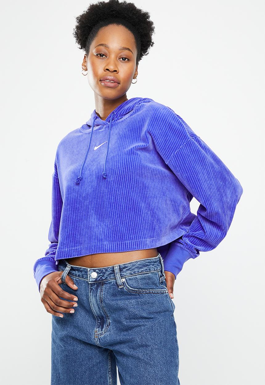 Nike - NSW Velour Cropped Pullover Hoodie
