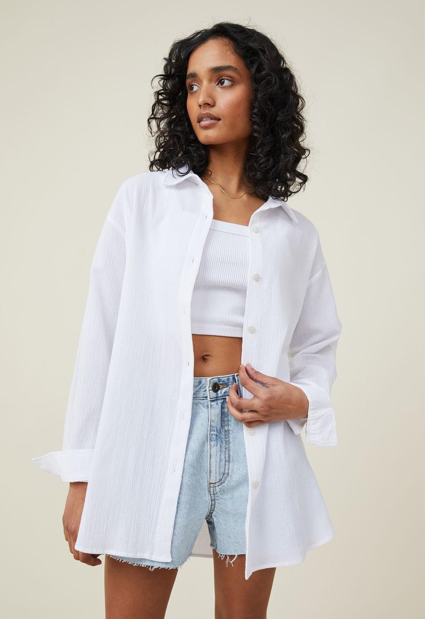 Cotton On - Airley oversized summer shirt - white