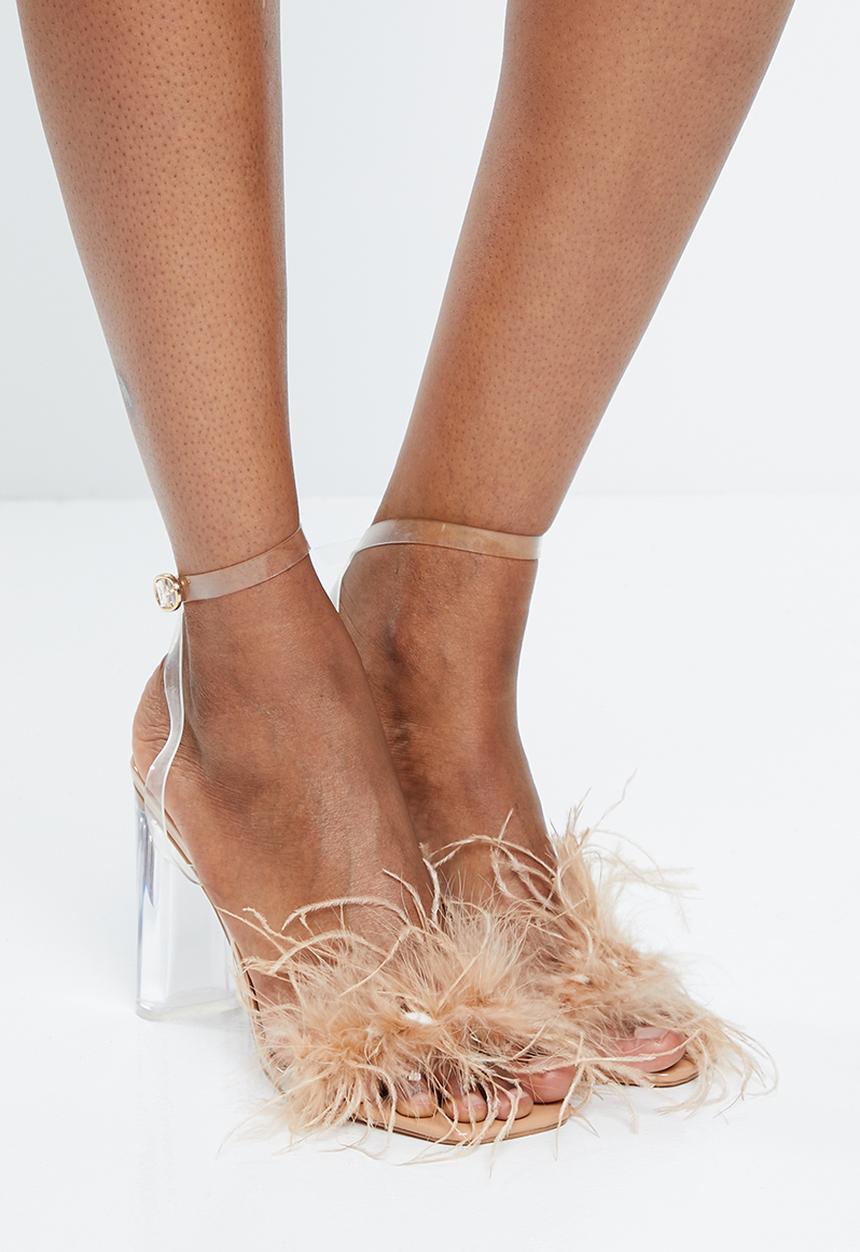 SIMMI London - Rez-2 fluffy clear block heel - nude