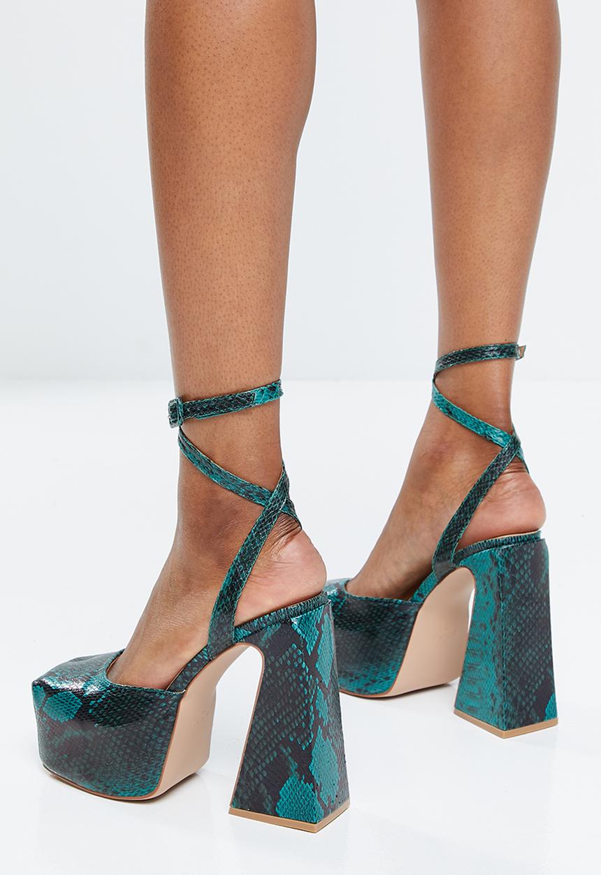 SIMMI London - Adley-2 platform block heel - green snake