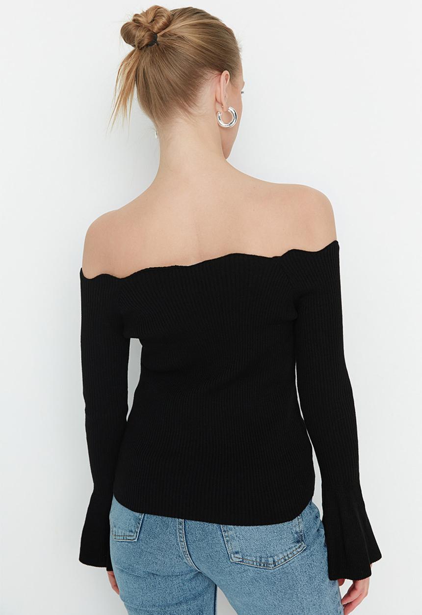 Trendyol - Off-shoulder knit top - black