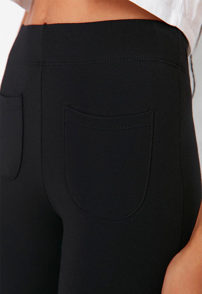 Trendyol - Flare pocket detail knit trousers - black 