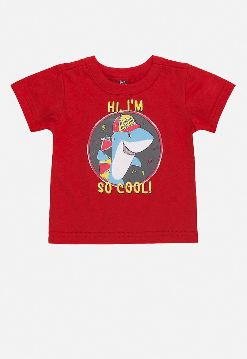 Bee Loop - Jersey tee and shorts set - red & charcoal 