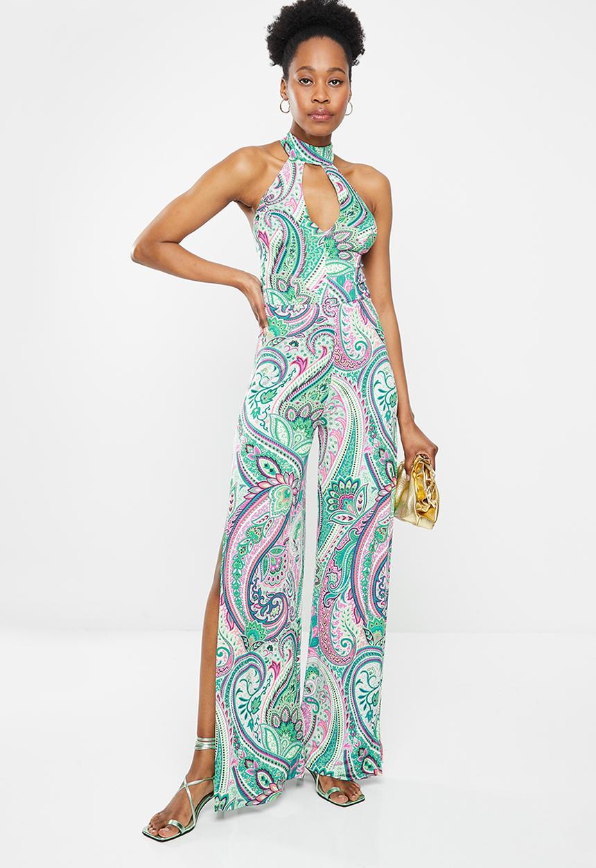SISSY BOY - Creating myself: jumpsuit with side seam leg openings - multi turquoise