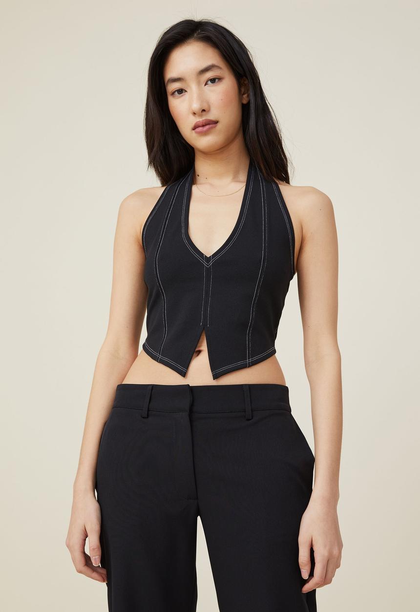 Cotton On - Clarke corset halter top - black