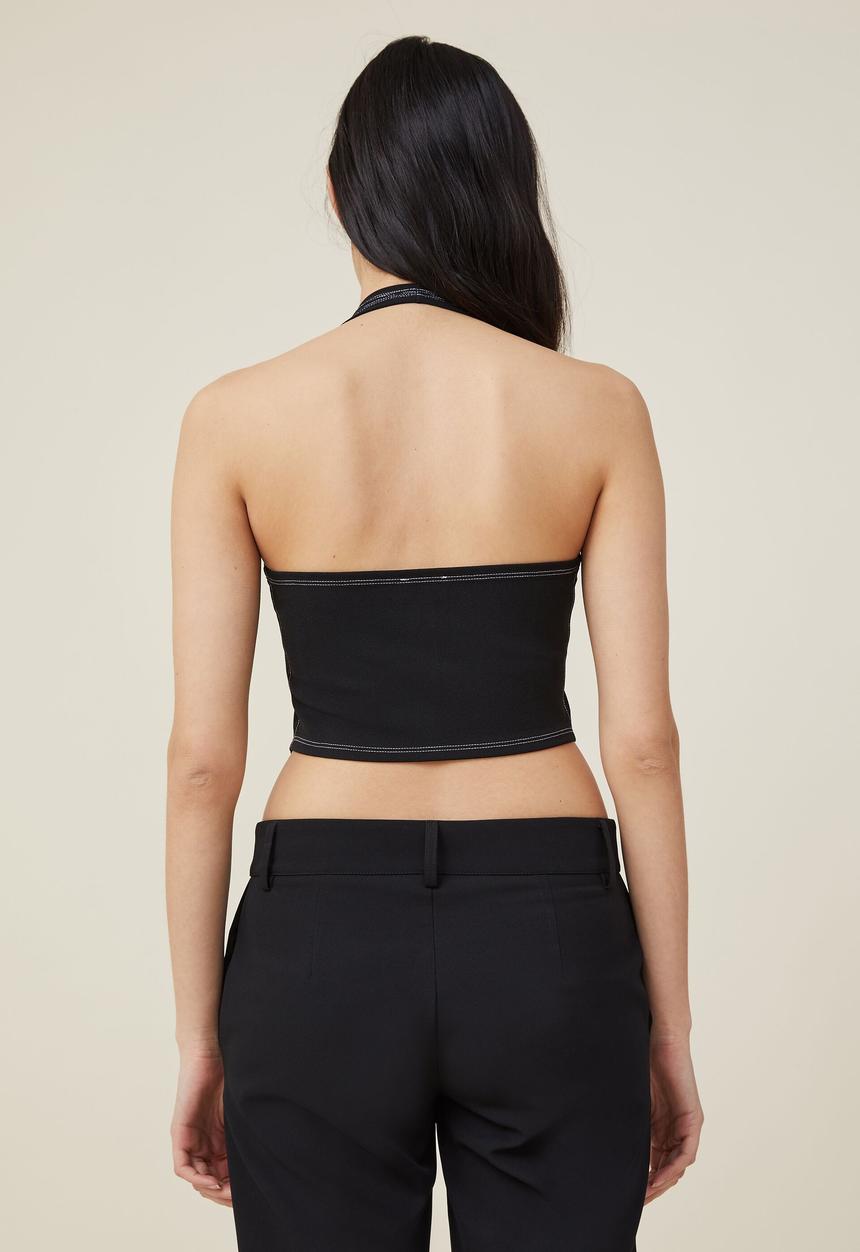Cotton On - Clarke corset halter top - black