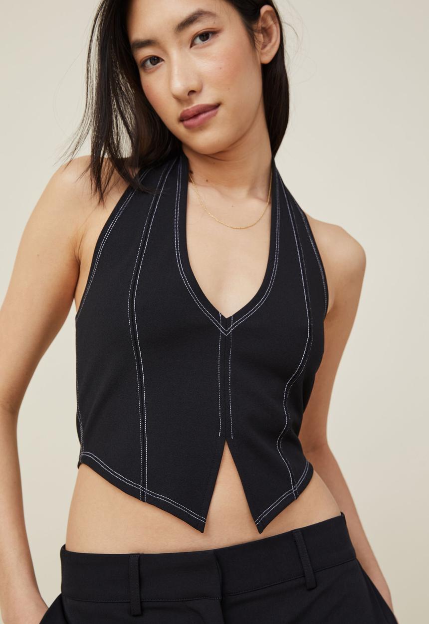 Cotton On - Clarke corset halter top - black