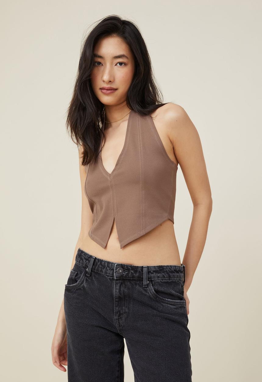 Cotton On - Clarke corset halter top - russet brown